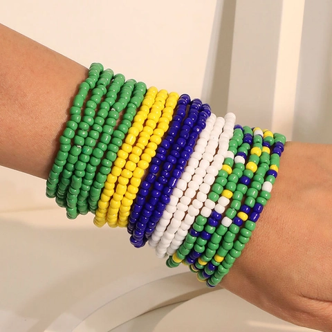 Bohemian Glass Seed Beaded Bracelets Stackable Elastic Multi Layer Colorful Summer Vacation Jewelry For Women