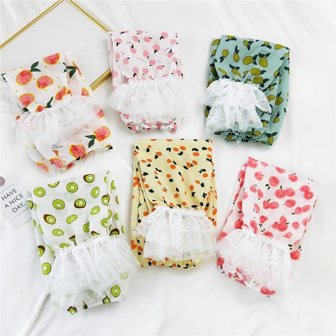 Dames Chiffon Zonbescherming Armmouwen Fruitprint Kant Zomer Losse Ademende Koelende Mouwen