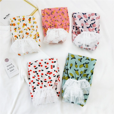 Dames Chiffon Zonbescherming Armmouwen Fruitprint Kant Zomer Losse Ademende Koelende Mouwen