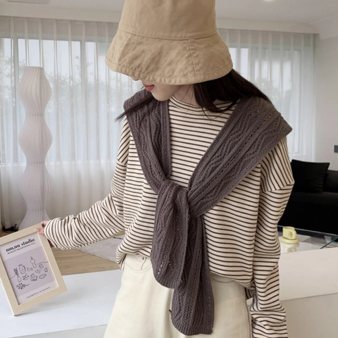 Damen Strick Schal Gehäkelt Hohlmuster Wellenstruktur Bindegürtel Leichtes Polyester Falscher Kragen Sommer Mode