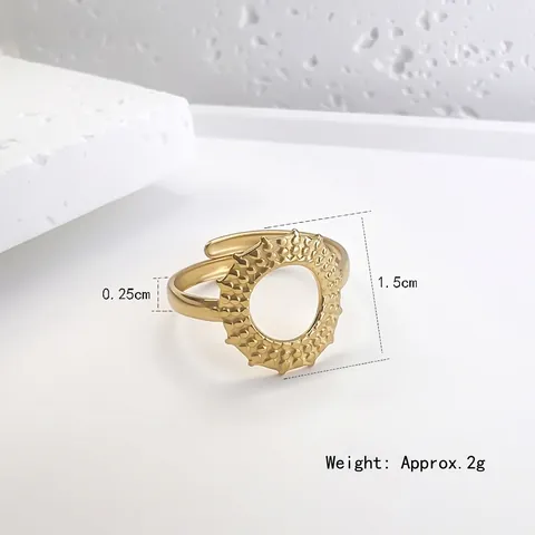 Sonnenblume Sonne Muster Ring Edelstahl Vergoldet Verstellbar Offener Fingerring Mode Minimalistischer Schmuck Damen