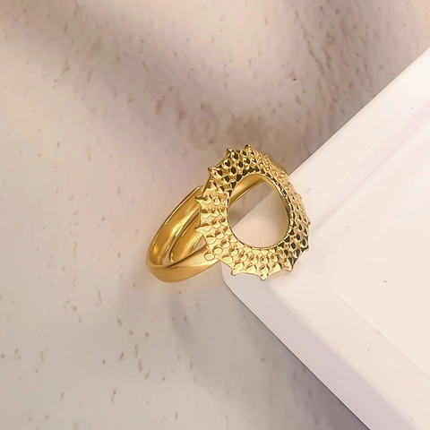 Sonnenblume Sonne Muster Ring Edelstahl Vergoldet Verstellbar Offener Fingerring Mode Minimalistischer Schmuck Damen