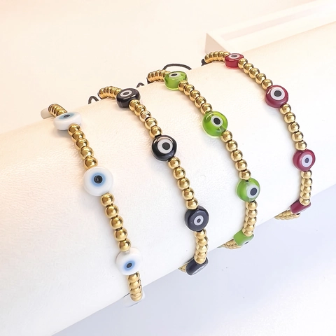Bracciale Occhio Di Allah Perline In Acciaio Inossidabile Intrecciato A Mano Regolabile Gioielli Nazar Lampwork Per Donna Uomo