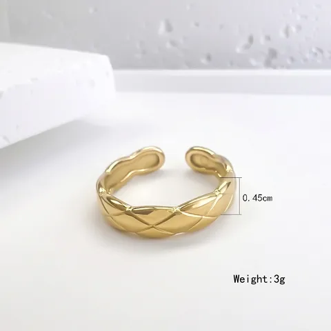 Gesteppter Geometrischer Ring Edelstahl Vergoldet Wellenkante Verstellbar Modeschmuck Für Damen Elegantes Accessoire