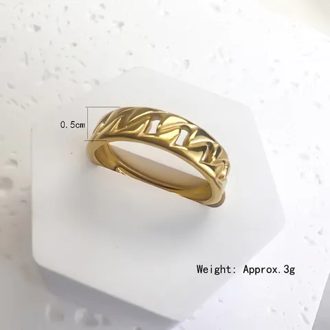 Cuban Chain Glieder Ring 18K Vergoldet 316L Edelstahl Verstellbar Geometrisch Trendiger Minimalistischer Schmuck Damen