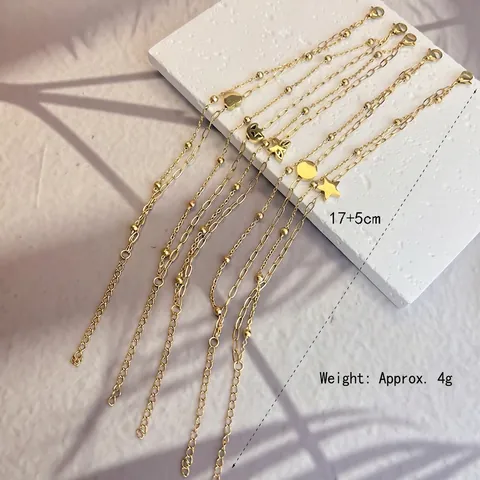 Stainless Steel Double Layer Bracelet 18K Gold Plated Minimalist Adjustable Heart Star Butterfly Charms For Women