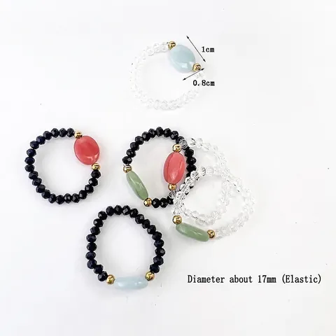 Anello Di Perline Luminoso Glow In The Dark Vetro Ovale Perlina Elastico Minimalista Fatto A Mano Gioielli In Lega