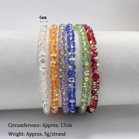 Bracciale Elastico Con Perline Di Cristallo Di Vetro Sfaccettato Boemo Scintillante Sovrapponibile Gioielli Minimalisti Donna