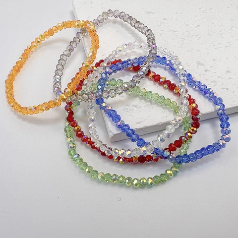 Bracciale Elastico Con Perline Di Cristallo Di Vetro Sfaccettato Boemo Scintillante Sovrapponibile Gioielli Minimalisti Donna