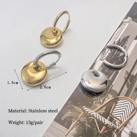 Orecchini A Cerchio Rotondi In Acciaio Inossidabile Lucidato A Specchio Disco Geometrico Gioielli Di Moda Per Donna