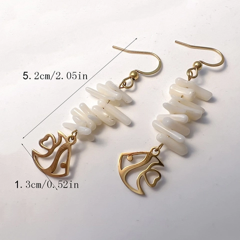 Tropical Fish Coral Dangle Earrings Stainless Steel Summer Beach Vacation Jewelry For Women