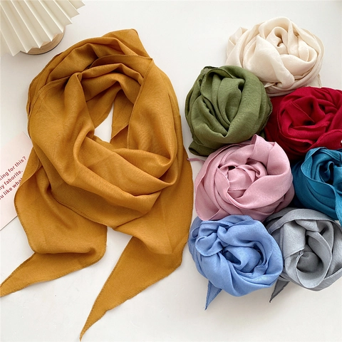 Women's Solid Color Rhombus Scarf Lightweight Polyester Neck Scarf Decorative Wrap For Outdoor Travel Office Daily Wear