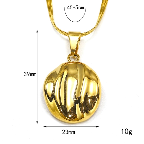 18K Vergoldete Edelstahl Oval Emaille Anhänger Halskette Geometrischer Schmuck Für Damen Eleganter Mode Halsschmuck