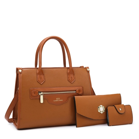 Women Tote Bag Handbag And Pouch And Card Holder Lychee Pattern PU Leather Elegant Commute Large Capacity Shoulder Bag