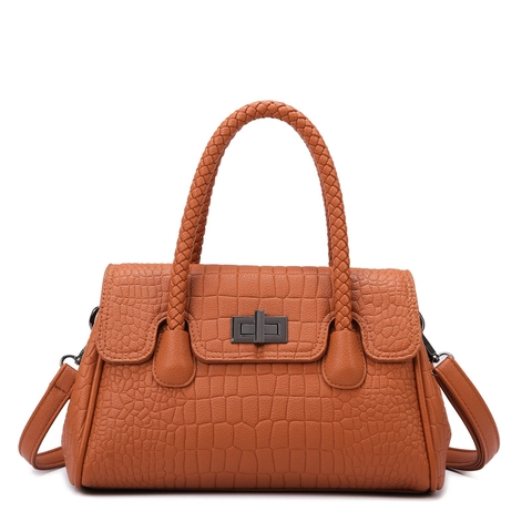Women Crocodile Pattern PU Leather Tote Handbag With Braided Handle Envelope Clutch And Card Holder For Daily Commute