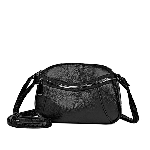 Genuine Cowhide Leather Crossbody Bag For Women Pebbled Texture Small Square Shoulder Purse Simple Versatile Fashion