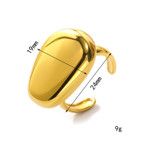 Modern Titanium Steel Irregular Geometric Open Ring For Women 18K Gold Plated Exaggerated Metallic Minimalist Adjustable Finger Ring Fashion Jewelry