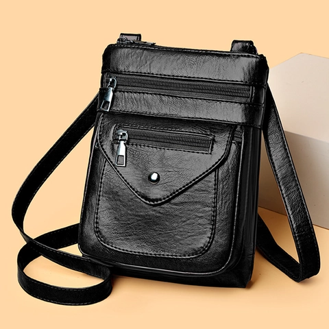 Borsa Tracolla Donna Retrò Pelle PU Tasche Multiple Piccola Borsa Cellulare Tracolla Regolabile Casual