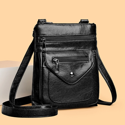 Borsa Tracolla Donna Retrò Pelle PU Tasche Multiple Piccola Borsa Cellulare Tracolla Regolabile Casual