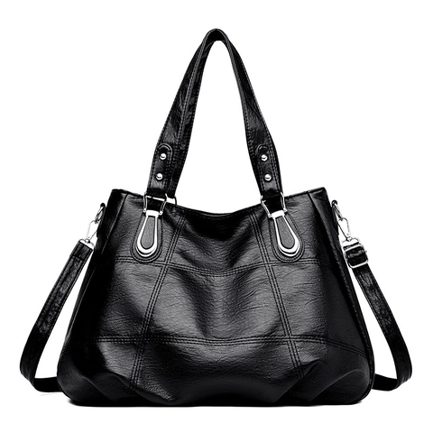 Large Capacity Women PU Leather Tote Bag Checkered Stitching Shoulder Bag With Adjustable Strap Casual Handbag For Work
