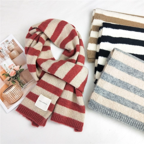 Sciarpa In Maglia A Righe Inverno Spessa Calda Lunga Sciarpa Morbida Per Donne E Uomini Accessorio Moda