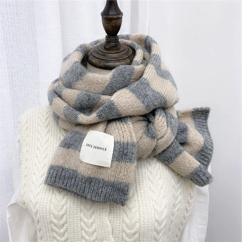 Sciarpa In Maglia A Righe Inverno Spessa Calda Lunga Sciarpa Morbida Per Donne E Uomini Accessorio Moda