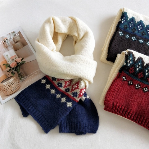 Sciarpa In Maglia Invernale Da Donna Calda Spessa Scialle In Acrilico Stile Nordico Motivo Geometrico A Rombi Lungo