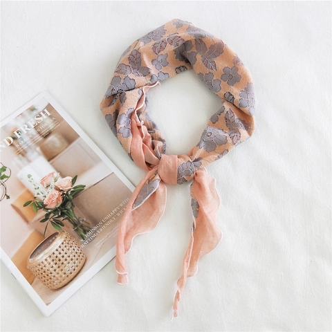 Women Triangular Scarf Cotton Linen Lace Floral Patchwork Scalloped Edge Hollow Out Vintage Elegant Neck Shawl