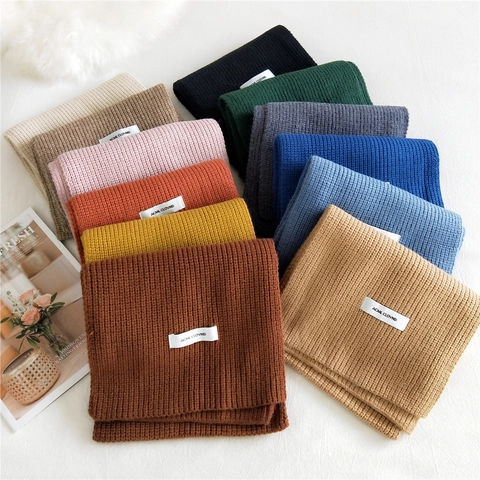 Bufanda De Invierno De Punto Gruesa Cálida Color Sólido Larga Textura Acanalada Para Mujer Minimalista Exterior Suave