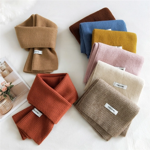 Bufanda De Invierno De Punto Gruesa Cálida Color Sólido Larga Textura Acanalada Para Mujer Minimalista Exterior Suave