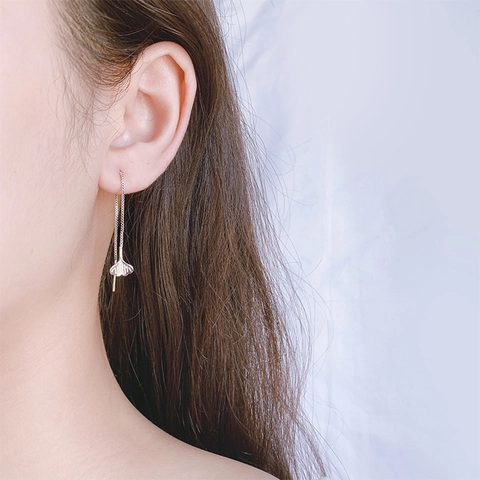 Orecchini A Filo Lungo Con Nappa A Foglia Di Ginkgo In Rame Gioielli Eleganti Minimalisti Per Donna