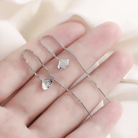 Orecchini A Filo Lungo Con Nappa A Foglia Di Ginkgo In Rame Gioielli Eleganti Minimalisti Per Donna