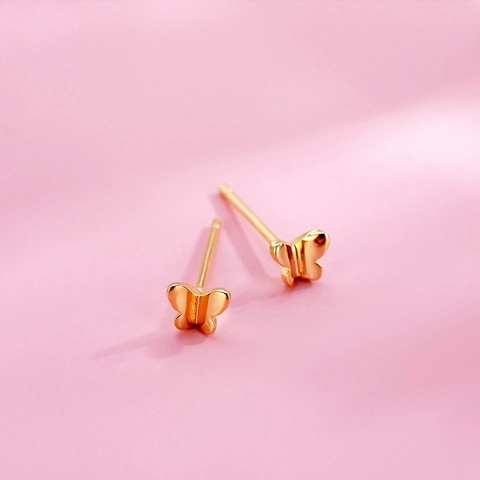 Orecchini A Lobo Farfalla Gioielli In Rame Lucidato Con Silver Earring Post Per Donna Elegante Alla Moda Accessorio