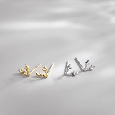 Antler Ohrstecker Kupfer Körper Mit Silberohrstecker Minimalistisch Kleines Rentier Schmuck Für Weihnachten Alltag Damen