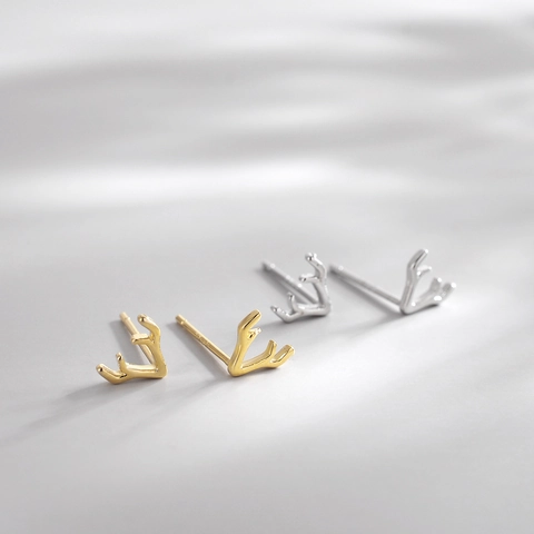 Antler Ohrstecker Kupfer Körper Mit Silberohrstecker Minimalistisch Kleines Rentier Schmuck Für Weihnachten Alltag Damen