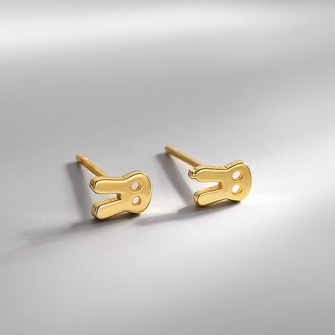 Schattige Konijn Oorknopjes Goudkleurig Koper Minimalistisch Diervorm Mini Sieraden Voor Dames