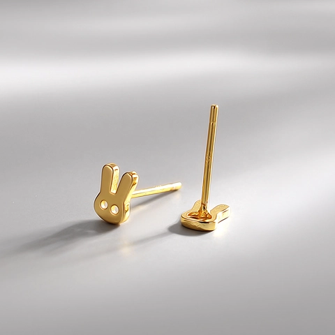 Schattige Konijn Oorknopjes Goudkleurig Koper Minimalistisch Diervorm Mini Sieraden Voor Dames