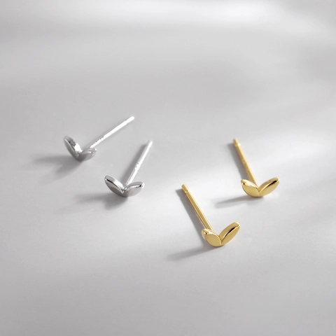 Leaf Stud Earrings Minimalist Tiny Double Bud Shape Copper Metal Jewelry For Women Girls Simple Daily Accessory