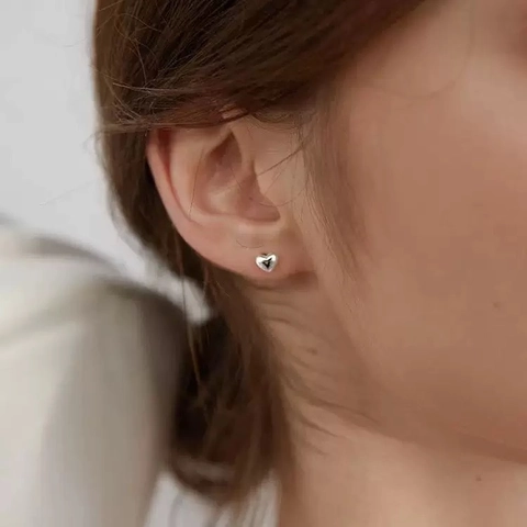 Orecchini A Lobo A Cuore Rame Con Perno In Argento Sterling 925 Lucidato Gioielli Di Moda Minimalista Per Donne