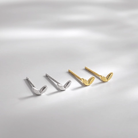 Leaf Stud Earrings Minimalist Tiny Double Bud Shape Copper Metal Jewelry For Women Girls Simple Daily Accessory