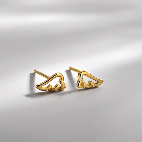 Hollow Angel Wings Stud Earrings With 925 Sterling Silver Earring Post Copper Minimalist Jewelry Elegant Accessory