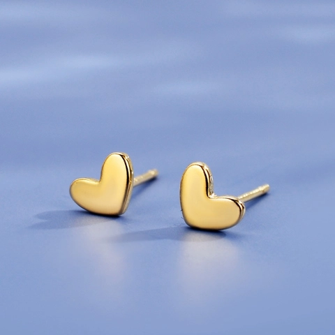 Orecchini A Lobo A Cuore Dorati Minimalisti Con Perno In Argento Sterling 925 Gioielli Di Moda Per Donna
