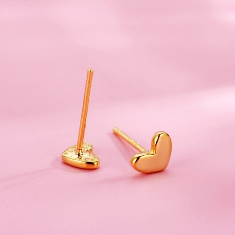 Orecchini A Lobo A Cuore Dorati Minimalisti Con Perno In Argento Sterling 925 Gioielli Di Moda Per Donna
