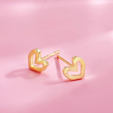 Hart Holle Knopoorbellen Koper Verguld Minimalistische Chique Sieraden Voor Dames
