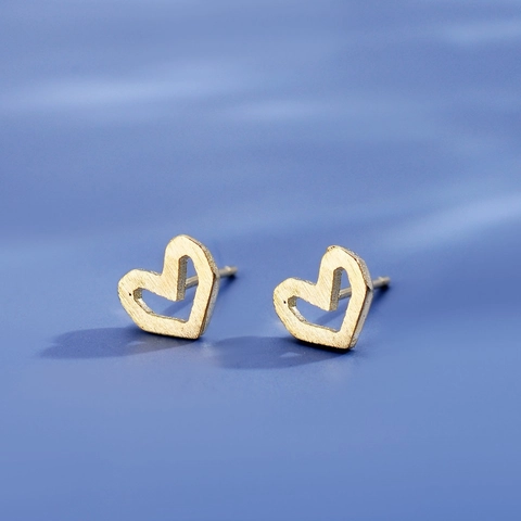 Hart Holle Knopoorbellen Koper Verguld Minimalistische Chique Sieraden Voor Dames
