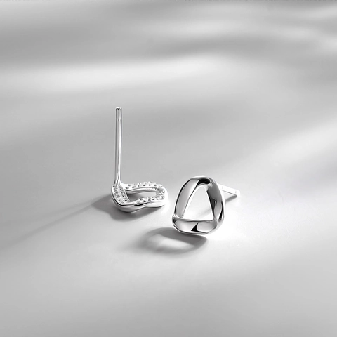 Orecchini A Lobo Triangolari Irregolari Minimalisti Geometrici In Rame Placcato Gioielli Con Silver Earring Post
