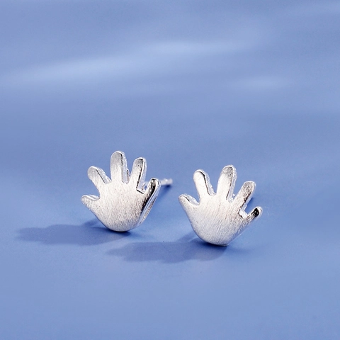 Kleine Handfläche Ohrstecker Gebürstetes Kupfer Minimalistischer Mode Süßer Schmuck Für Damen Herren