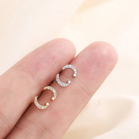 Orecchini A Lobo Luna Stella Rame Zircone Placcato Oro Elegante Squisito Scintillante Gioielli Minimalisti Per Donne Ragazze