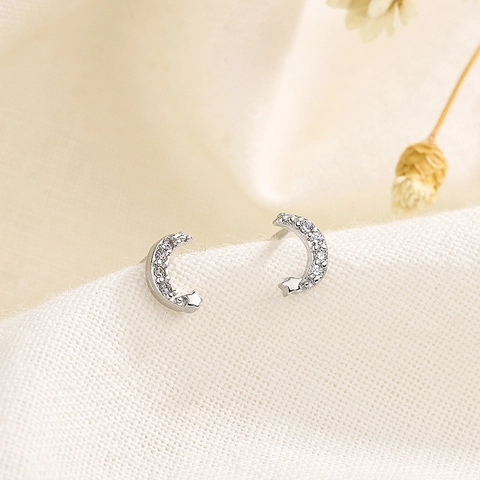 Orecchini A Lobo Luna Stella Rame Zircone Placcato Oro Elegante Squisito Scintillante Gioielli Minimalisti Per Donne Ragazze
