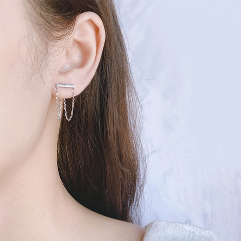 925 Sterling Silber Ohrlinie Quaste Ohrringe Minimalistische Bar Geometrische Drop Dangle Schmuck Für Frauen